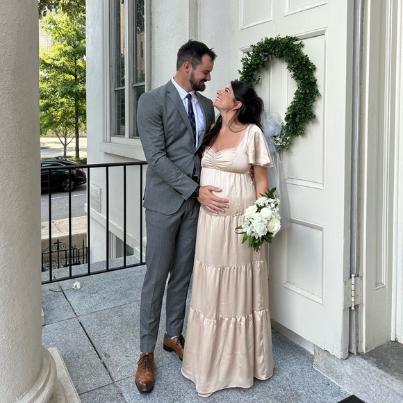 Show me your mumu Nicole Maxi Dress in champagne lux satin - Picture 3 of 3